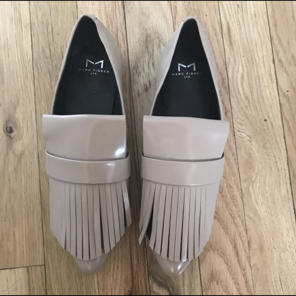 Marc Fisher patent leather fringe loafers no box